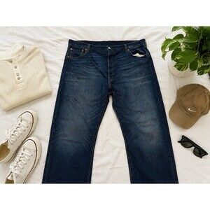 Levi 501 Original Fit Straight Leg Jeans Men's Size 44 X 30 Button Fly Dark Wash